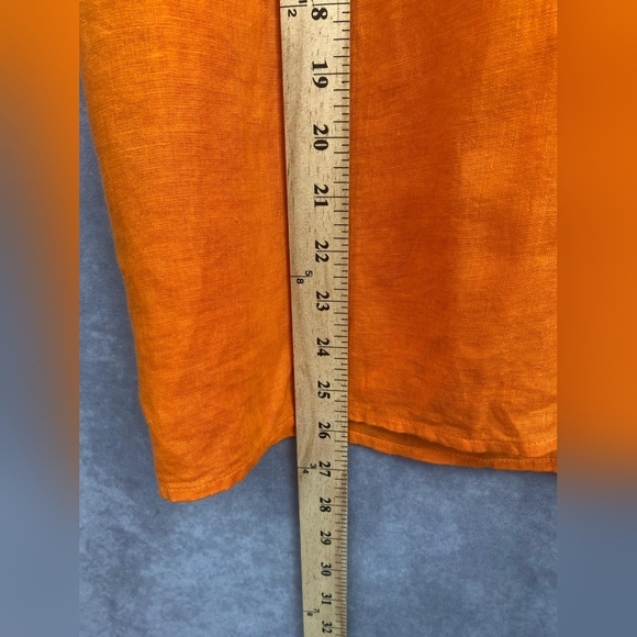 Ann‎ Taylor Pure Linen Flutter Sleeve Breathable lightweight Top Orange Size XL - Picture 12 of 14